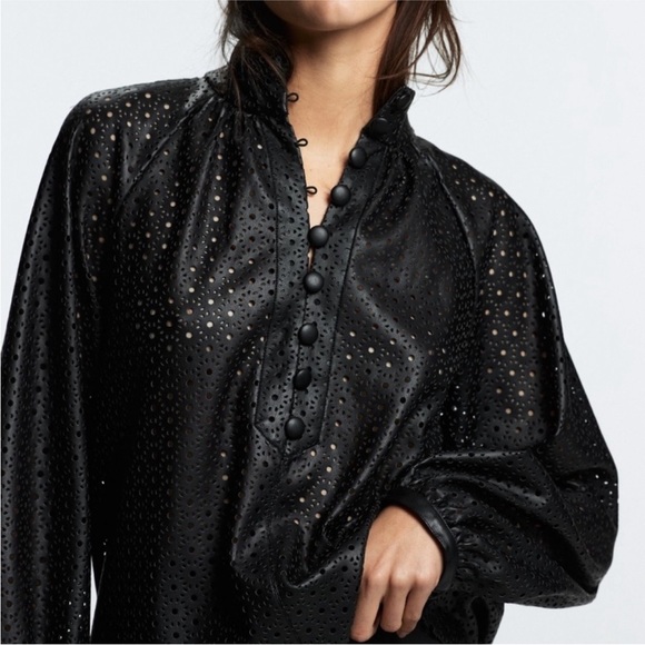 Zara Faux Leather Perforated Top - Picture 2 of 9
